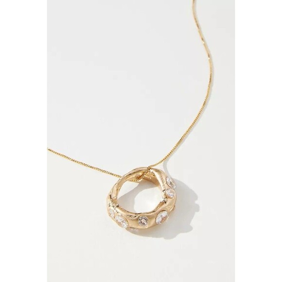 Anthropologie Gold Ring Necklace Pendant - Picture 1 of 4